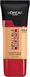 L'Oreal Paris Cosmetics Makeup Infallible Pro-Matte Liquid Longwear Base, Golden Sun Bege, 30 ml
