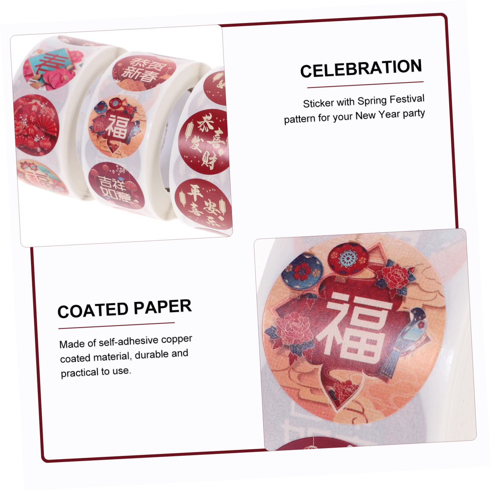 SEWACC 20 Rollos Fu palabra pegatinas pegatina navideña personalizada pegatinas de etiqueta de año nuevo chino sobres etiquetas colgantes sello de sobre sello