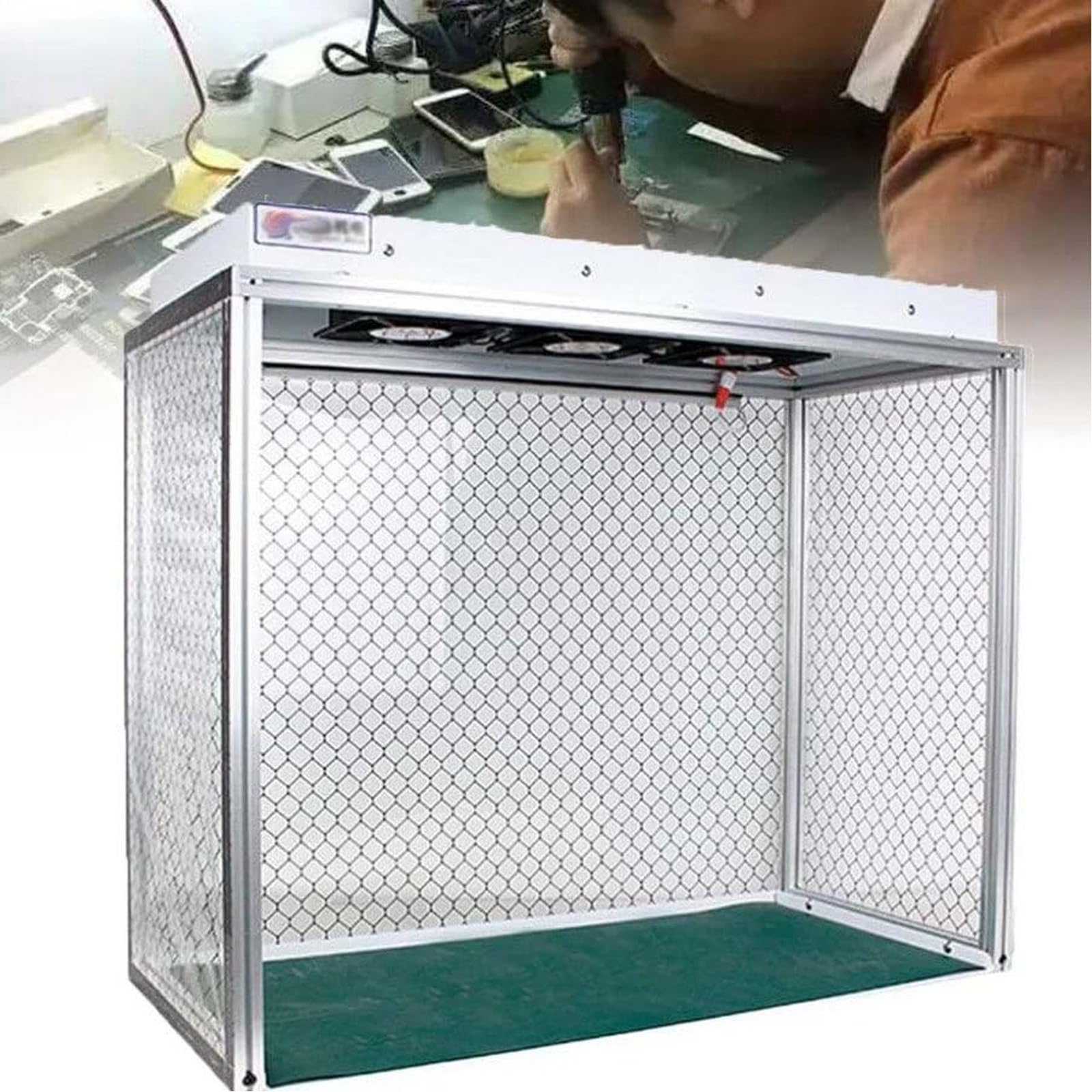 Vertikale Laminar Flow Haube Laminar Flow Kabine Mit 3 Lüftern, Laminar Flow Haube Lüfter Filtereinheit Reinraum, Mit Hepa-Filter Reinheitsklasse 100 Für Labor Telefon Reparatur