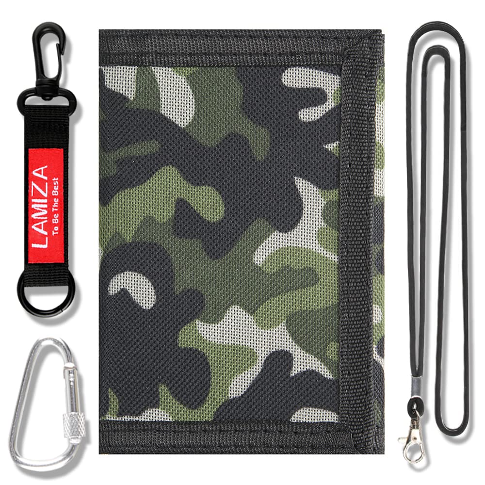 Kids Wallet for Boys Girls Teens Trifold, Canvas Toddler Wallet for Boys, Cute Zipper Wallets Youth with Coin Pocket and Card Holders, Novelty Wallets for Childrens Birthday Gifts (Camo green suit)