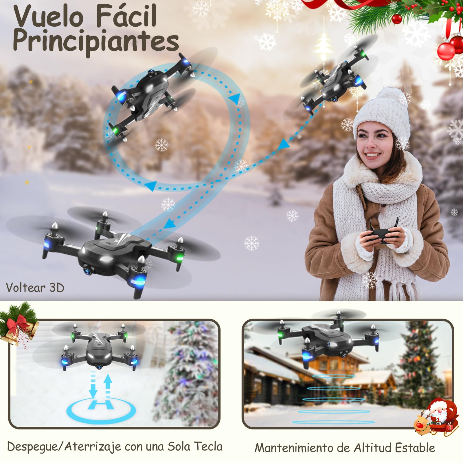 Wipkviey T26 Dron con Cámara 1080P HD - C0 Drone Profesional para Niños y Principiantes Transmisión FPV, Con 2 Baterías y Bolsa Portátil,Con Video WiFi en Vivo Quadcopter RC con 2 Baterías 26 Mins
