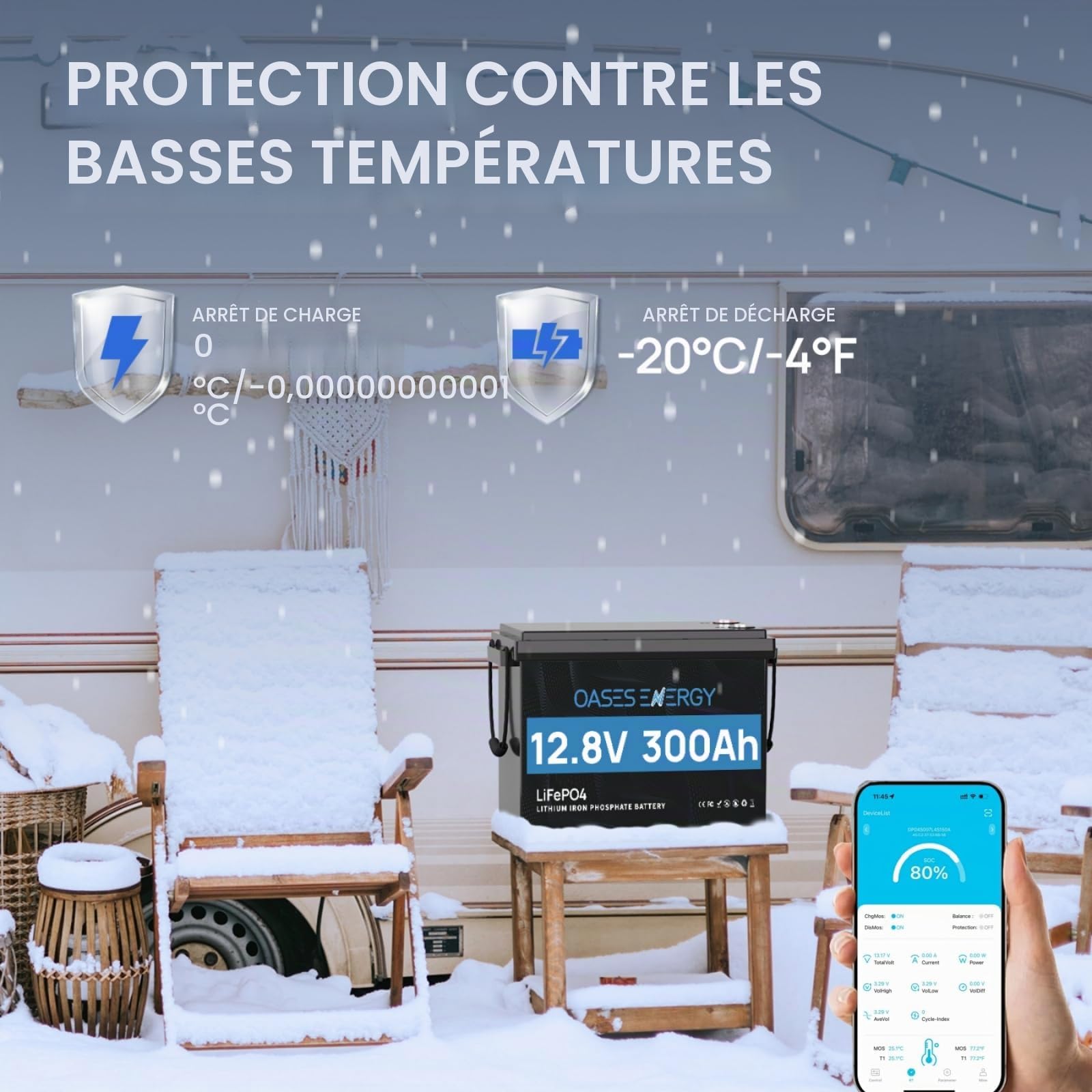 Batterie Lithium 12V 300Ah LiFePO4 Mini, Batterie lifepo4 avec 200A BMS Protection Basse température, 3840Wh 12V pour système Solaire, Camping-Car, pêche à la Ligne, caravanes