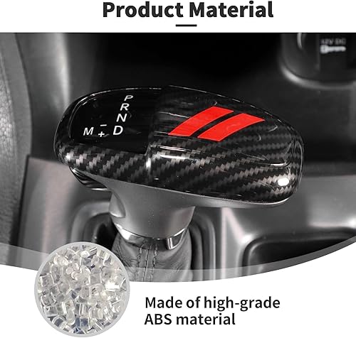 Miniatura 7 de JWWY Pomos de palanca de cambios para Dodge Challenger Charger 2015-2024+ Durango 2018-2023 Accesorios interiores de fibra de carbono roja
