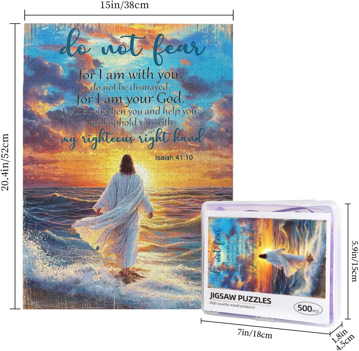 Religious Jesus Puzzles for Adults 500 Pieces Christian Puzzles nspirational Motivational Bible Puzzle Jesus Walking on Water Wall Art Gifts for Women Man Art Sunset Landscape Faith Catholic Puzzle