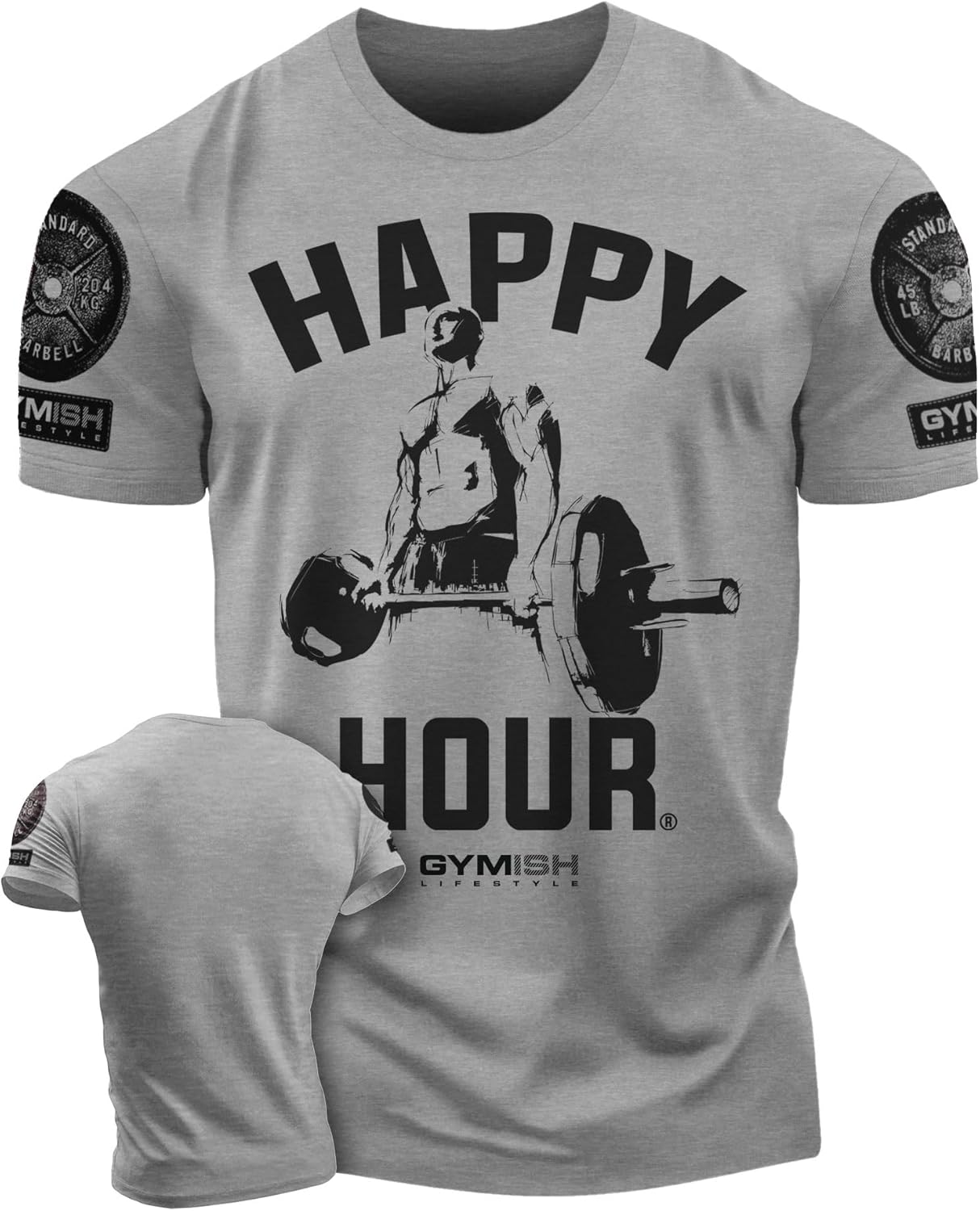 Gymish Lifestyle Happy Hour Deadlift Work Out T-Shirt, Weightlifting Gym Shirts