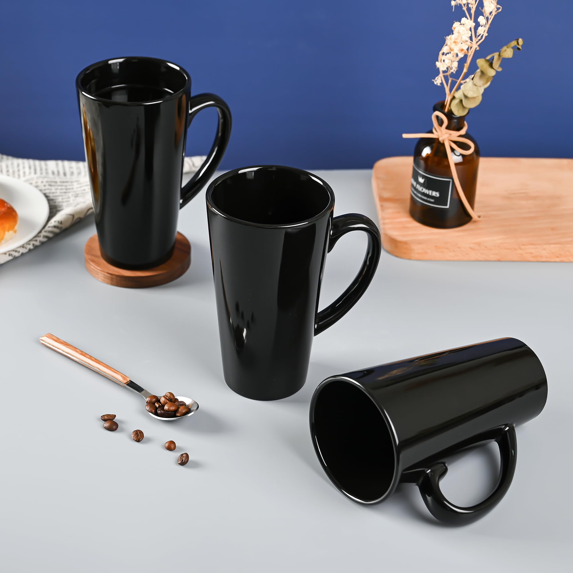 Amazon.com: BYCNZB 16oz black Funnel Ceramic Tall Coffee Mugs for