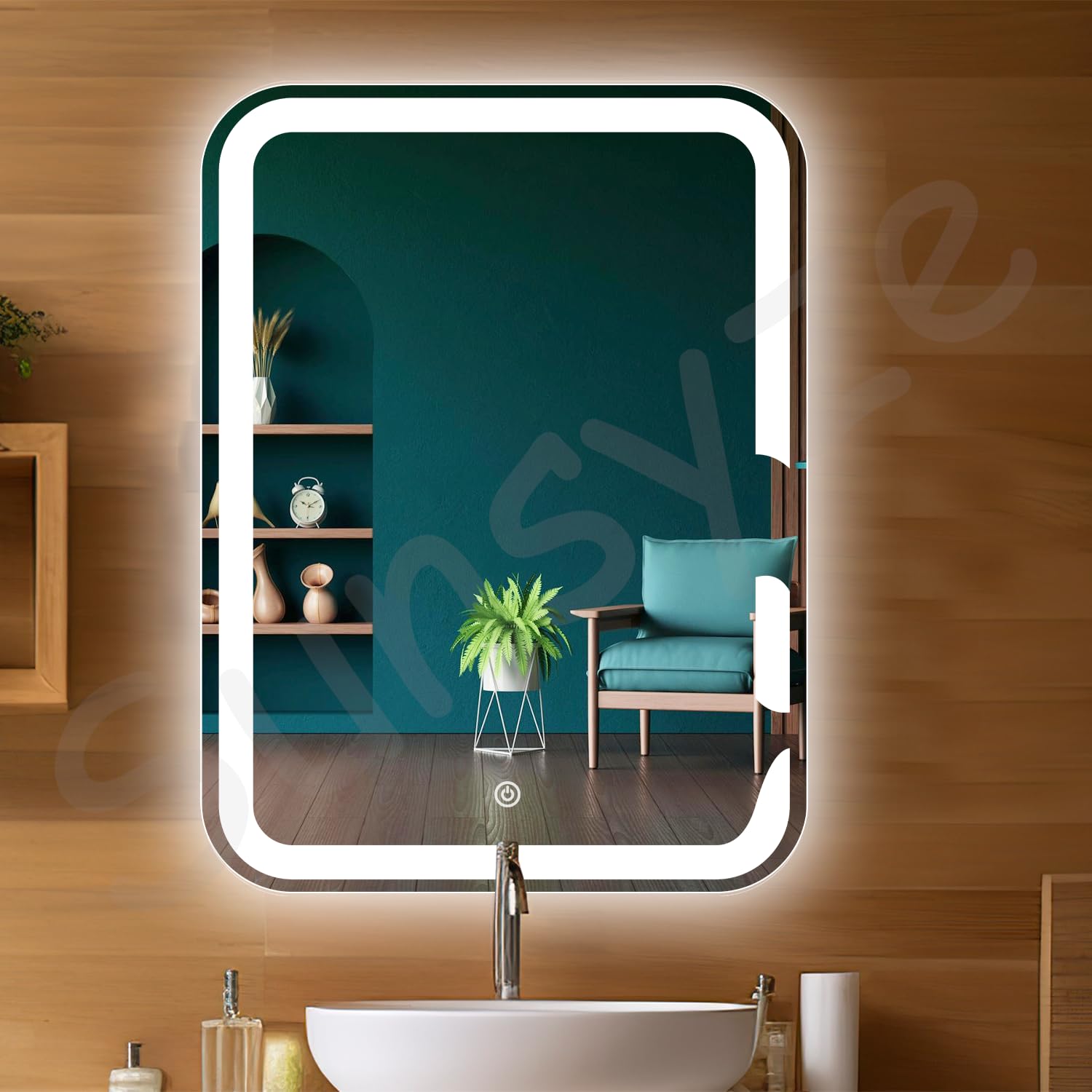 24x30 Inch Rectangular Bathroom Mirror with Light | Brightness Adjustable Led Mirror | Touch Sensor Wall Mirror (Warm, White & Natural) Led Mirror for Bathroom-image-14