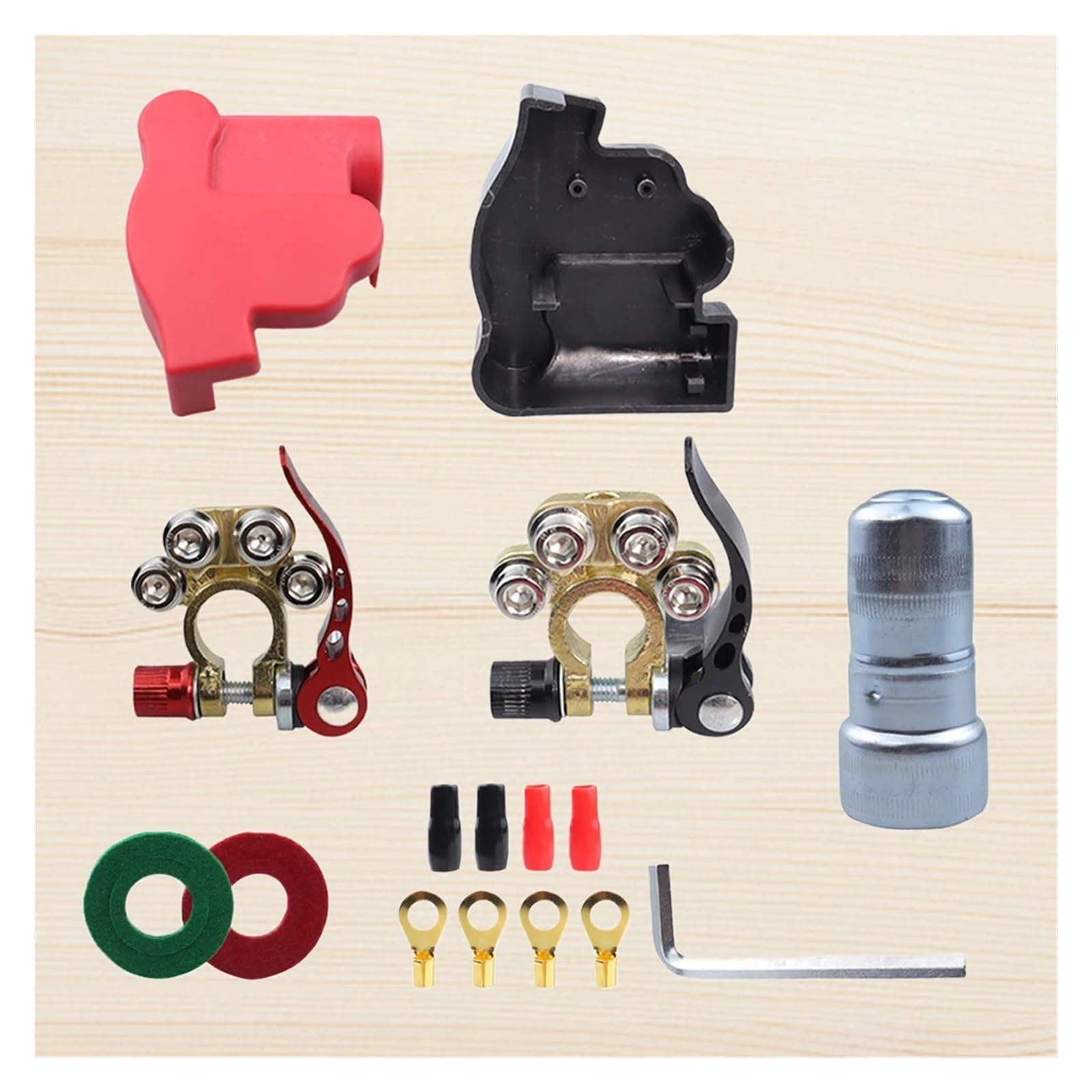 Connettore morsetto batteria Terminale in rame puro Cavo negativo positivo con chiave esagonale for auto da roulotte(B)