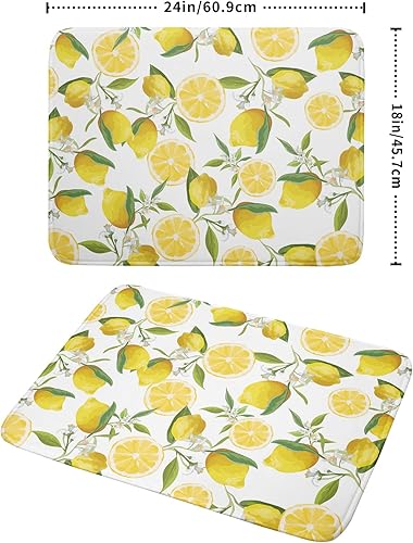 Miniatura 2 de Tapete de secado de limón para encimera de cocina, de 18 x 24 pulgadas, tapete de secado grande para platos, color amarillo limón, accesorios de