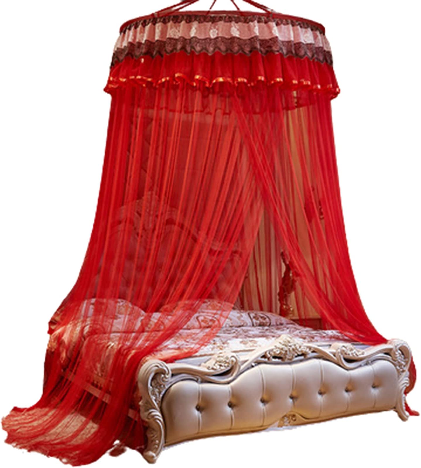 Mosquito Net Canopy Foldable For Double Bed Summer Suspended Ceiling Bed Curtain 150cm180cm200cm Round,