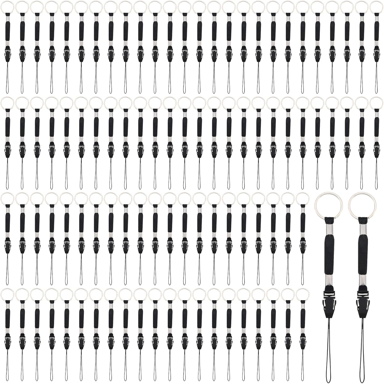 Bememo 20 Pcs Black Nylon Lanyard Strap Short Detachable Lanyard for USB Flash Drive, Mp3, Mp4 Player, Keychain, ID Card