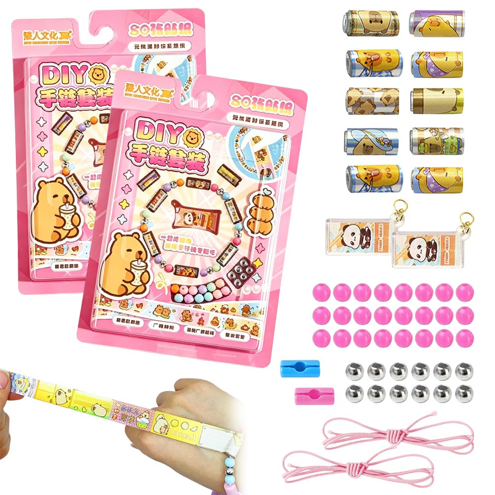 Capybara Sticker Bracelets for Kids, Friendship Bracelet Making Kit with 160 Mini Holographic Stickers Pendants Kids Bracelet DIY Craft Bracelets Making Kits for Girls Birthday Gifts Party Favors â image 1
