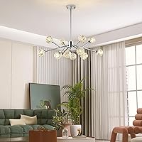 Vista 14 de Weesalife Sputnik - Candelabros para comedor sobre mesa, modernos candelabros de cristal, 6 luces negras para sala de estar, dormitorio, isla