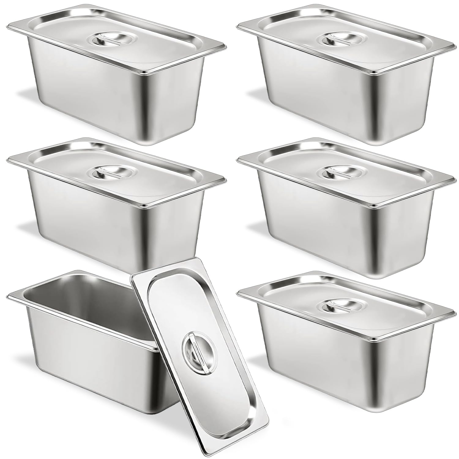 Amazon.com: TSUBOR 6 Set Stainless Steel Hotel Pans 1/3 Size 6