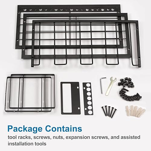 Miniatura 3 de HARFINGTON Organizador de herramientas eléctricas, 3 capas, 4 estantes de almacenamiento de taladros, estilo de montaje en pared, estante de