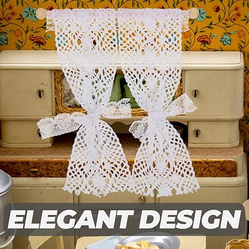 Miniatura 8 de Cortinas traslúcidas para casa de muñecas, 3 piezas, cortinas para ventanas de casa de muñecas, cortinas de casa de muñecas a escala 1 12, cortinas