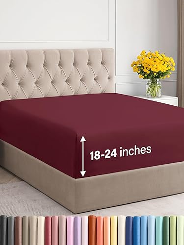 Miniatura 8 de CGK Unlimited Sábanas Bajeras 21 pulgadas, Microfibra, Blanco, Completo