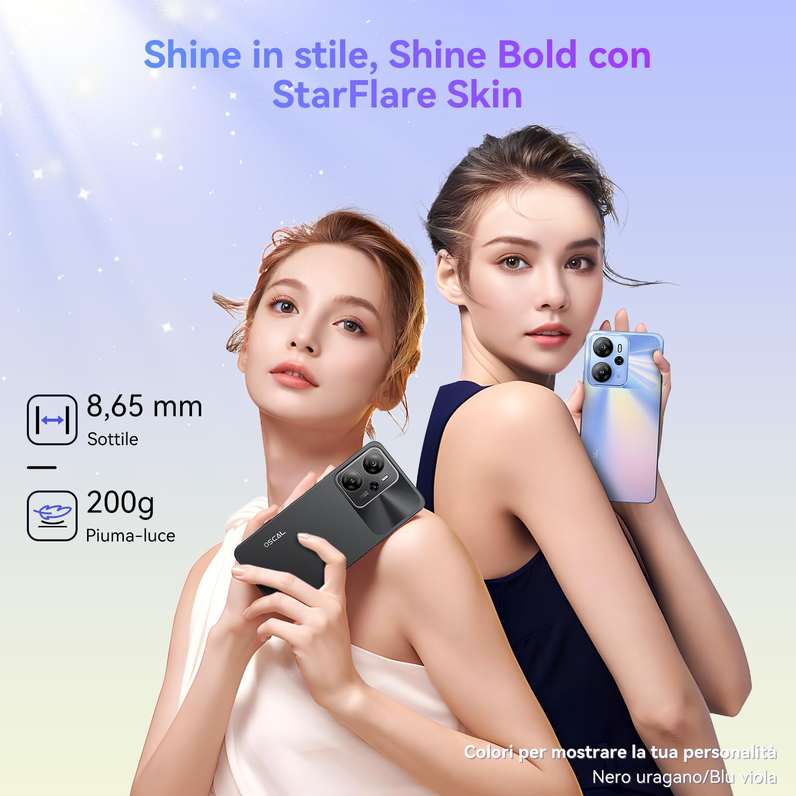 OSCAL Smartphone 5G 2025, 24GB+256GB/2TB-TF Telefono Cellulare, Octa-Core, 6.67" HD+ 90Hz, AI 50MP+8MP, 18W Ricarica Rapida, 5G Dual SIM Telefoni NFC/OTG/GPS