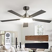 Passky 52 Inch Black Ceiling Fan with Lights & Remote, Quiet Reversible DC Motor, 3CCT Dimmable, Renter-Friendly for Bedroom Living Room