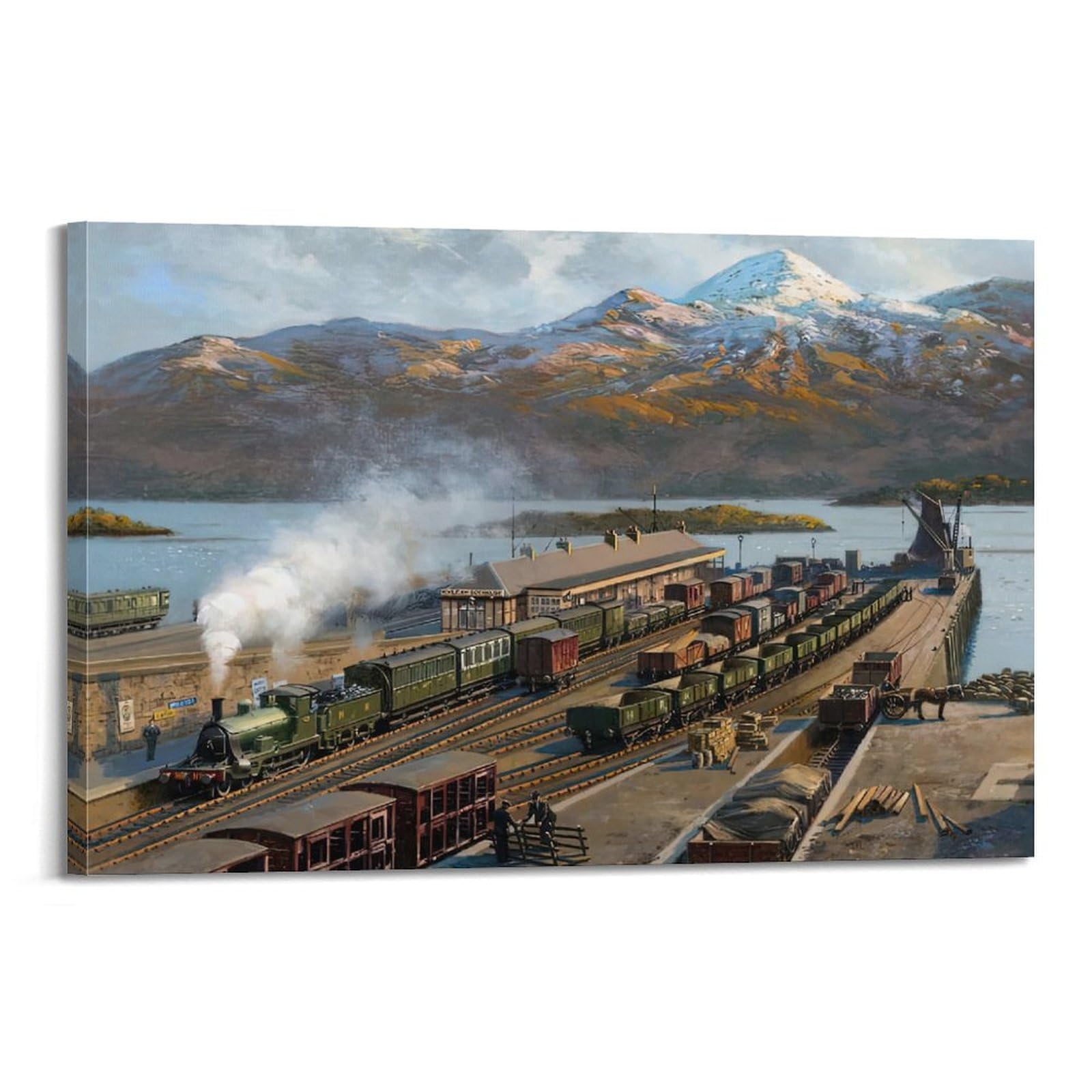 HUIYHB Vintage Steam Train Poster Highland Poster Decorative Painting Canvas Wall Posters And Art Picture Print Modern Family Bedroom Decor Posters 24x36inch(60x90cm)