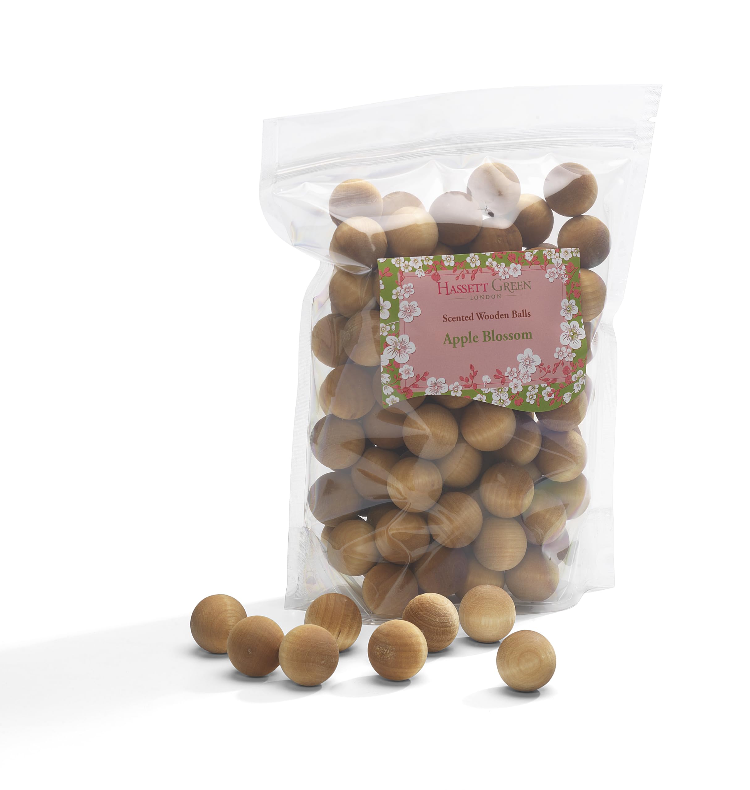 Hassett Green London - Apple Blossom - Scented Wooden Balls Pack of 100 - Alternative to Pot Pourri, Diffusers, Sachets and Drawer Liners