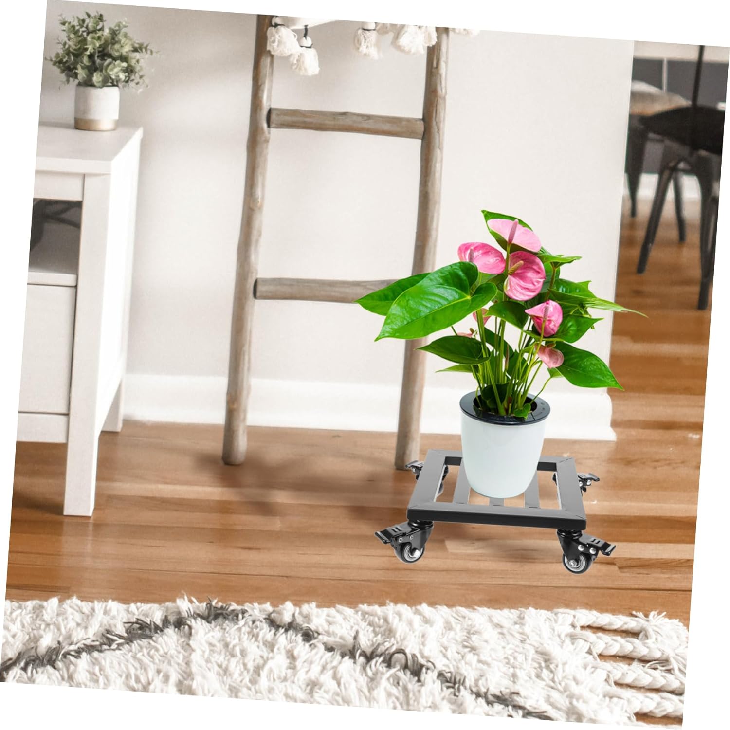 Indoor Rolling Plant Stand with Wheels Movable Flower Pot Tray for Heavy Versatile Use for Home and Garden Decor