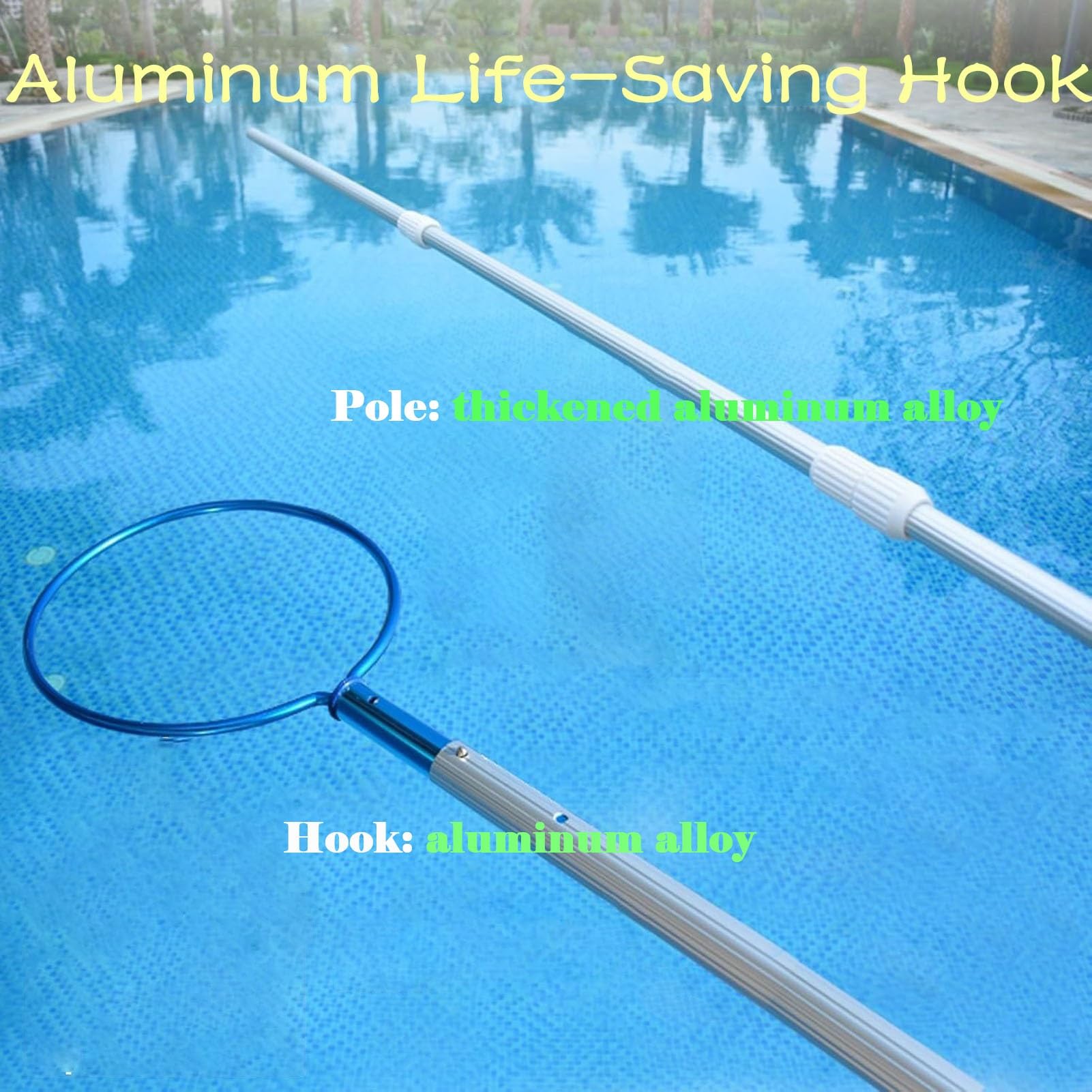 Générique Perche de Sauvetage télescopique avec Crochet - Outil de Sauvetage Aquatique d'urgence pour Le Sauvetage en Cas de Noyade, équipement de Sauvetage Essentiel pour Les piscines, la Navigation