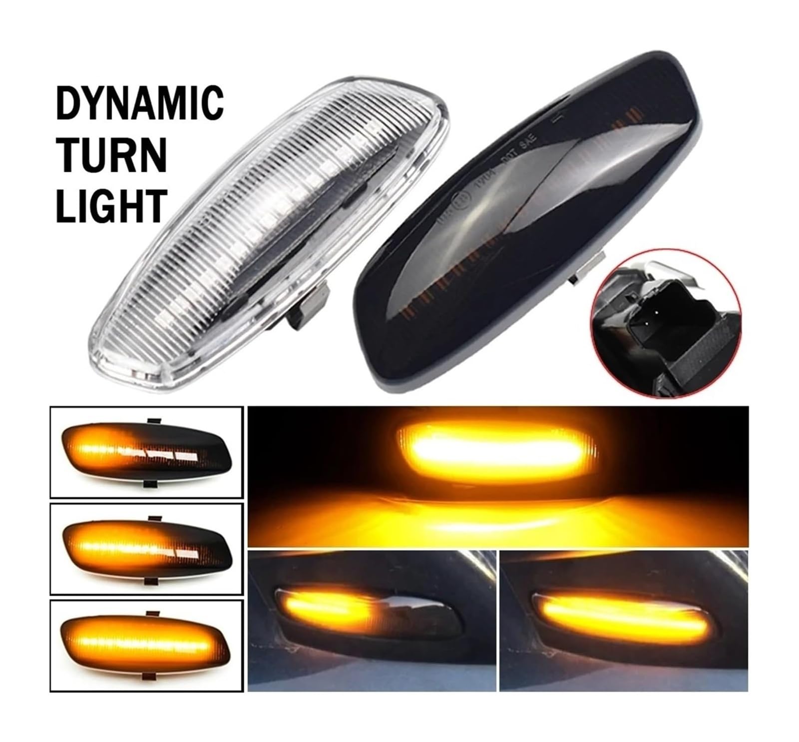 Signal Indicateurs lumières Pour Citroën C4 C3 C5 DS3 DS4 2 Pièces Feux Position Latéraux Dynamiques Clignotants Séquentiels LED(2PIECES Dynamic Crystal)
