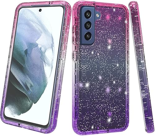 Jackpot Wireless Funda compatible con Samsung Galaxy S21 FE con purpurina de cuerpo completo con protector de pantalla integrado, resistente de