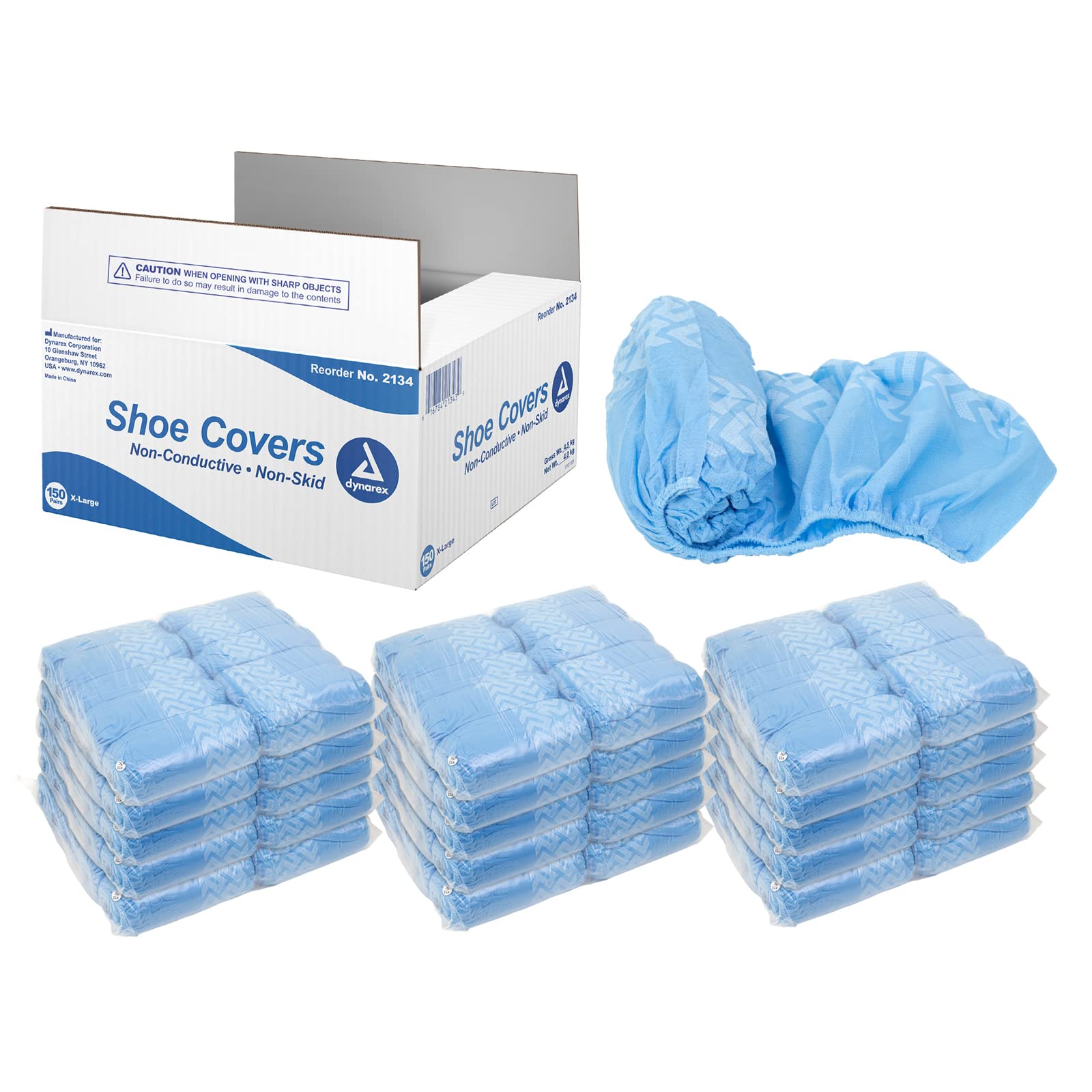 Dynarex Disposable Shoe Cover, Non-Conductive and Non-Skid, Sewn Seams with Elastic Opening and Fits Most Shoes, for Personal or Professional Use,