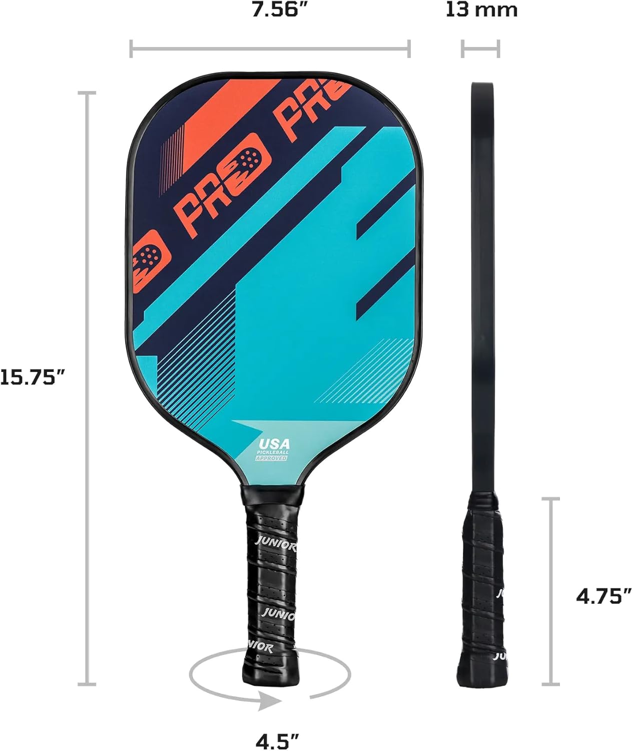 PicklePro Pickleball Paddles with Cover – Lightweight Fiberglass Pickleball Paddle for Kids, Youth & Beginners, Cushioned Grip, 13mm Honeycomb Core, Indoor & Outdoor Racket, USAP Approved