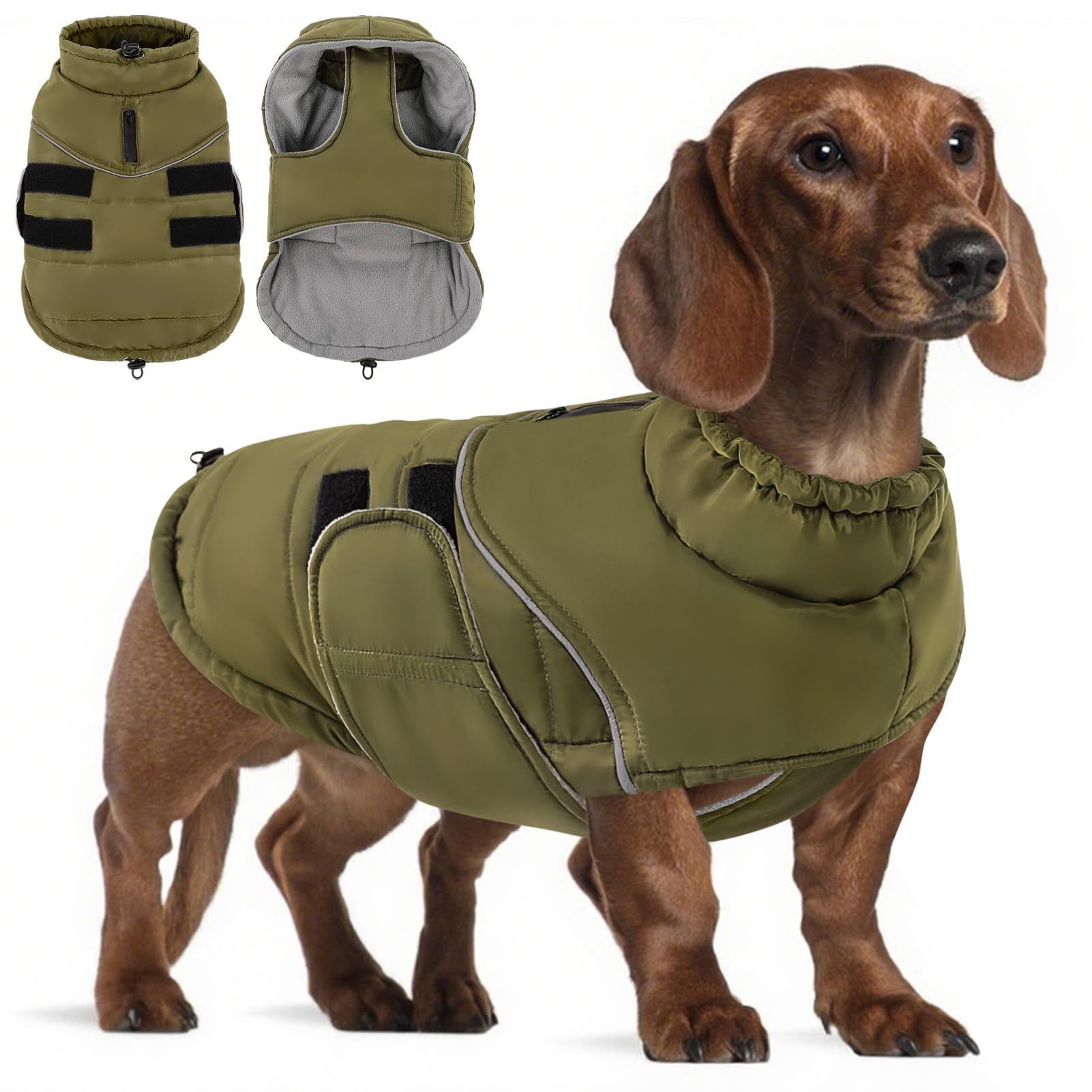 Preferhouse Dog Reflective Jacket in Army Green