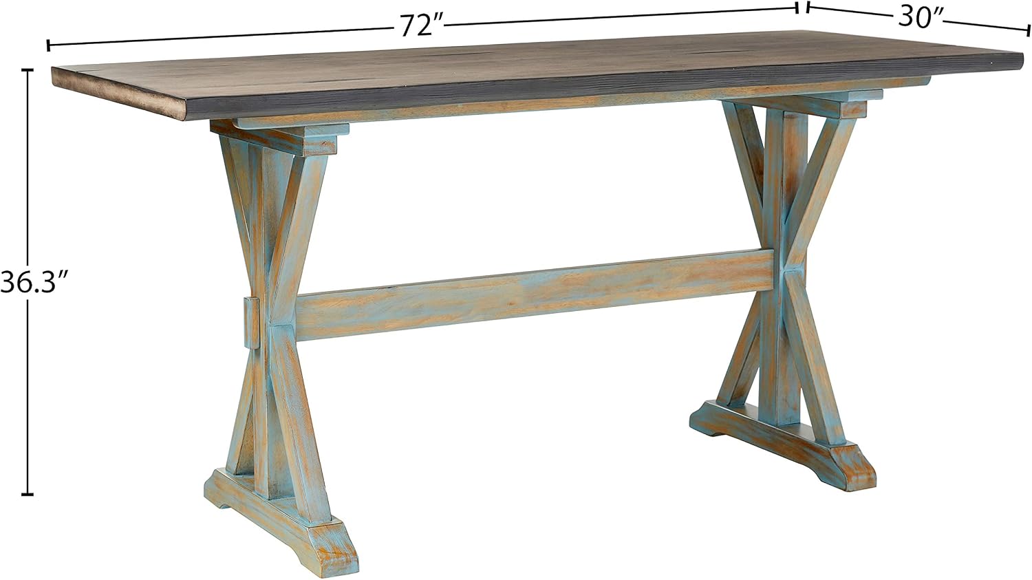 Kings Brand Arland Grey / Blue Wood Counter Height Rectangle Kitchen Dinette Dining Table