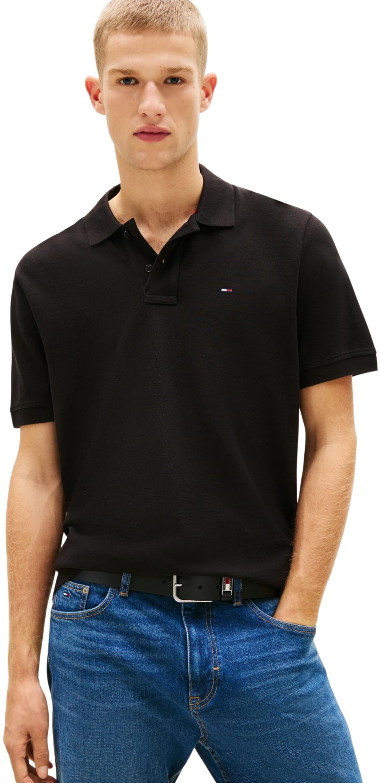 Tommy Jeans Men's TJM Reg Ess Polo Ext DM0DM22711 S/S, Black (Black), XL
