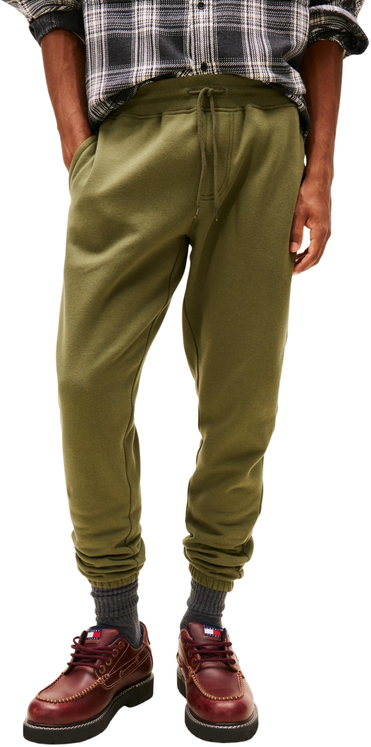 Tommy Jeans Men's TJM Slim S Flag Sweatpant EXT DM0DM20473 Sweatpants, Green (Dark Greenery), XS