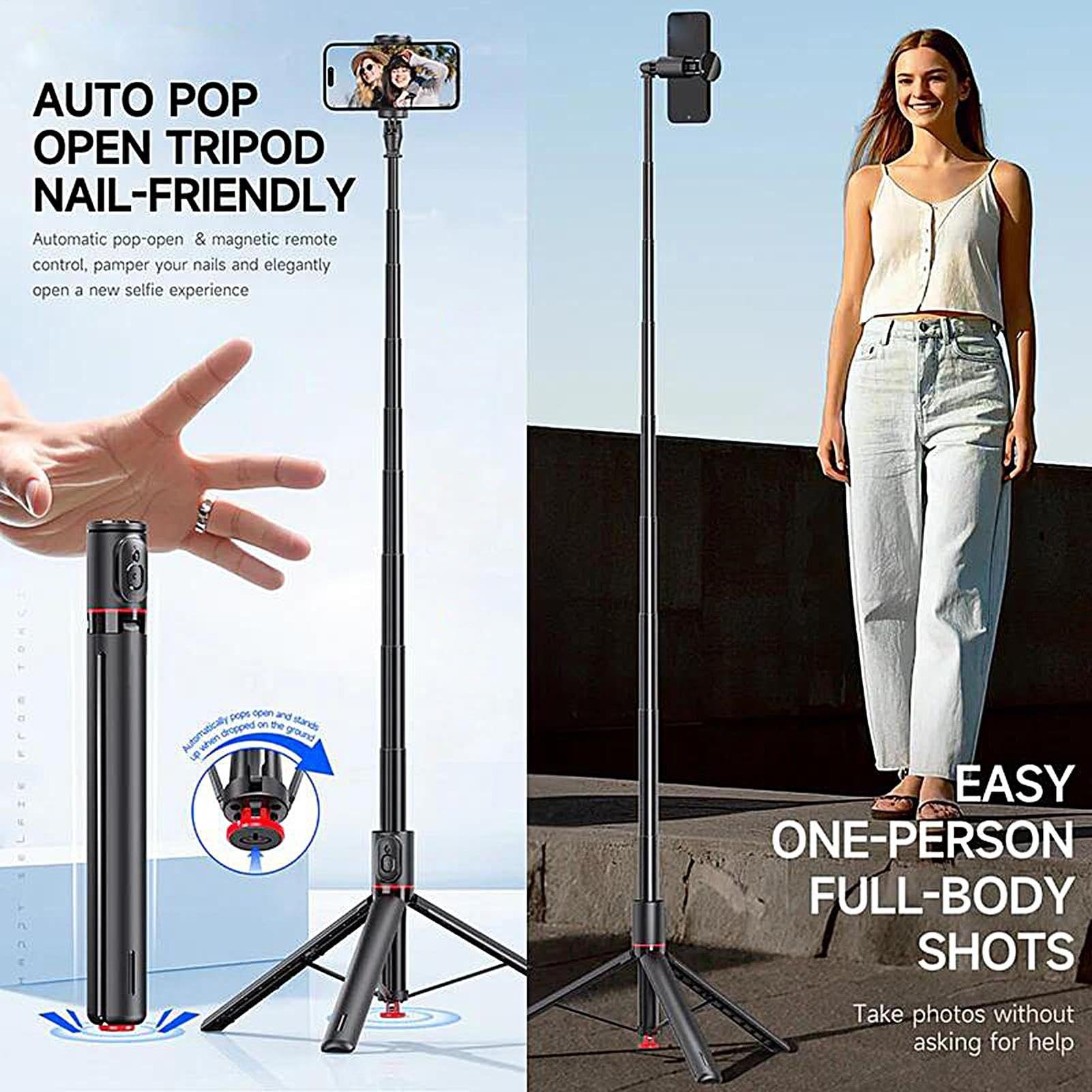 Treppiede Per Telefono Supporto Magnetico Rotante A 360 Gradi | Treppiede Selfie Stick Wireless Per Cellulare Supporto Fotografico Per Palestra, Cucina, Escursionismo, Famiglia E