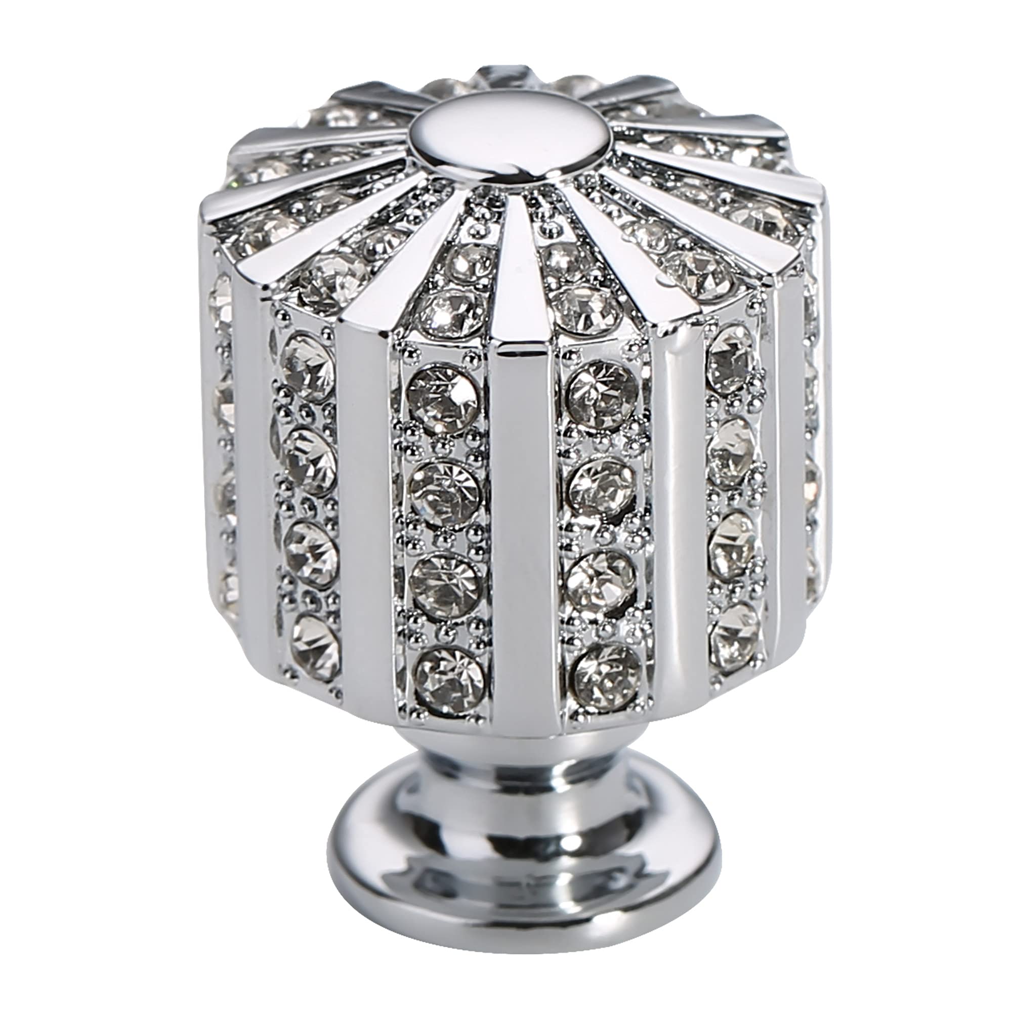 Alzassbg 5 Pack Polished Chrome Cabinet Knobs, 1 Inch(27mm) Cabinet Hardware Cylinder Crystal Knobs for Cabinets and Drawers AL1077CP