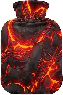 Wajiw Hot Water Bottle with Cover 2L Warm Water Bottle for Hot and Cold Compress Hot and Cold Therapies,Hand Feet Warmer,Red Marble Print