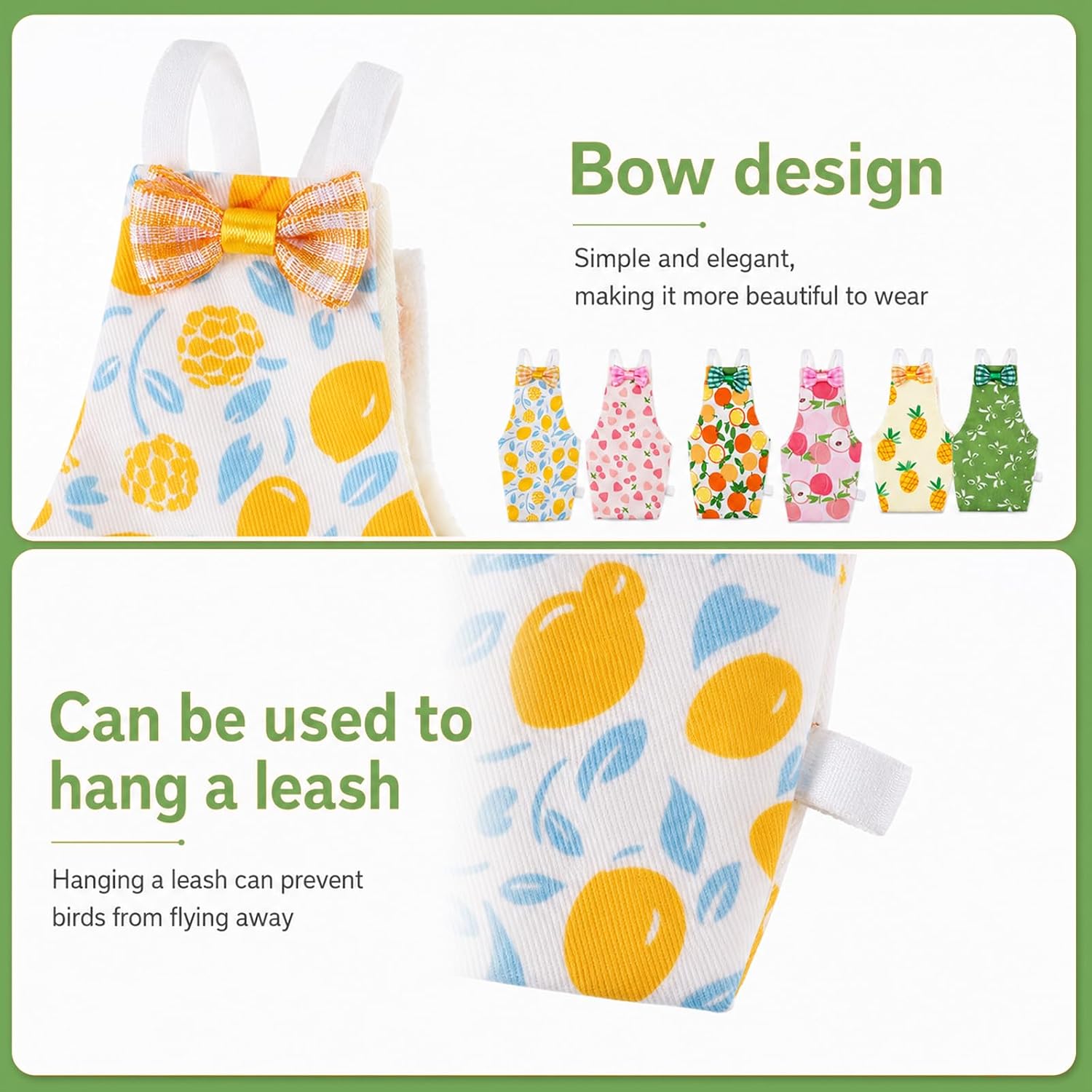 6 Pack Reusable Bird Diapers with 10 Washable Pads