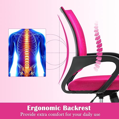 Miniatura 4 de Silla de escritorio ergonómica, silla de oficina de malla para computadora con soporte lumbar y reposabrazos, silla de trabajo ajustable para el
