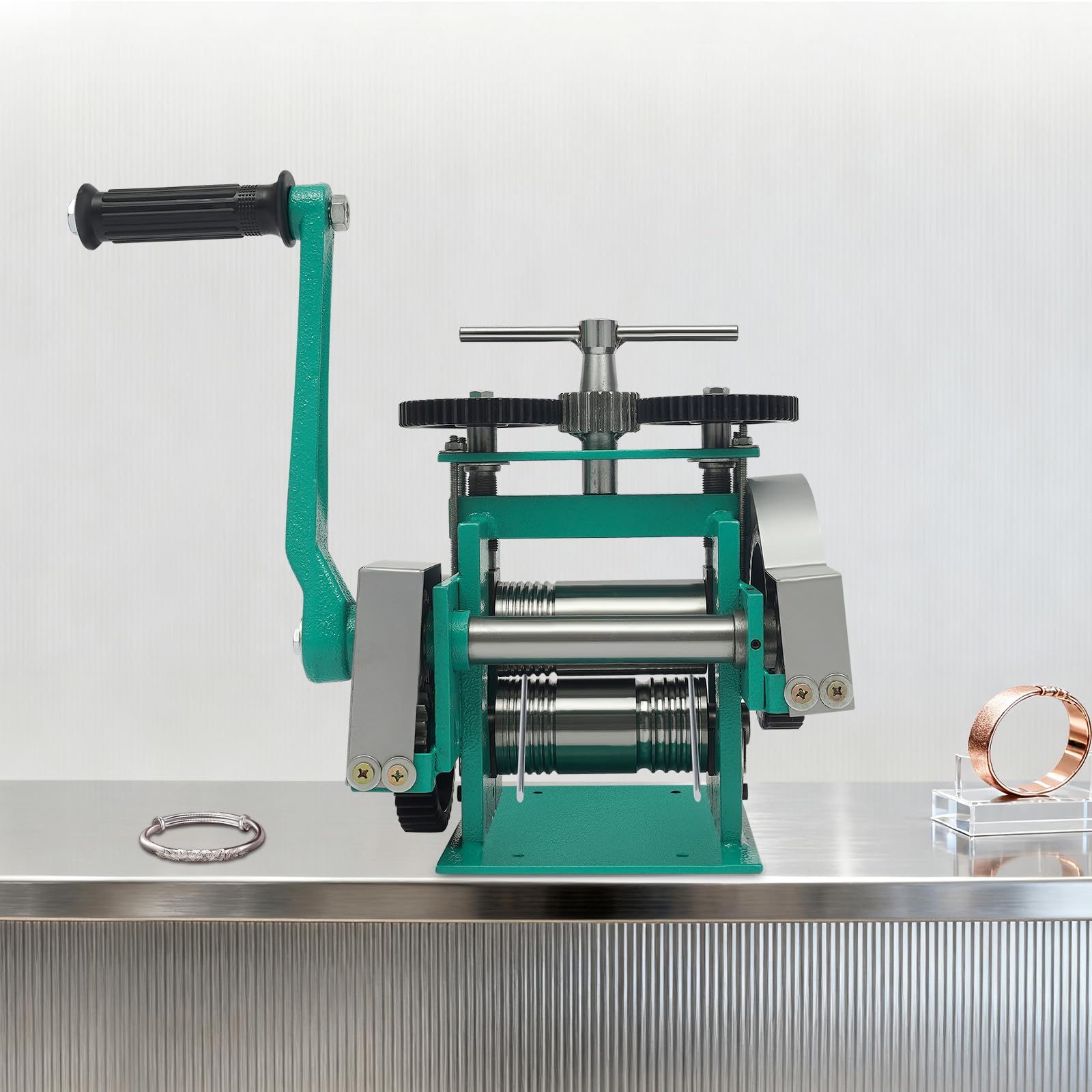 120mm Manuelle Walzwerk Schmuckwalzmaschine Tablettiermaschine Tisch-Kombiwalzwerk, Schmuck Handwalzwerk Maschine für Reparatur und DIY-Werkzeuge