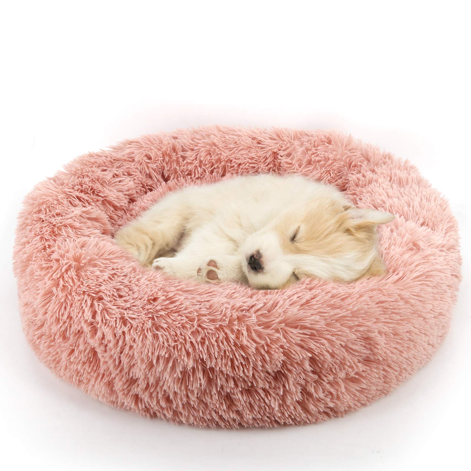 NOYAL Calming Donut Dog Bed for Small to Medium Dogs & Cats - Plush Faux Fur Anti-Anxiety Pet Bed with Machine Washable Cover & Non-Slip Base — image 1