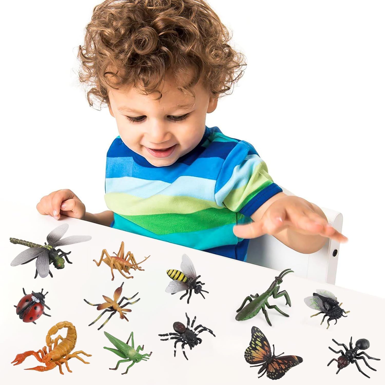 12 Pcs Large Insects and Bugs for Kids - Plastic Bug Toys | Animal Figures Halloween Party Favor Cake Topper Insect Figurines