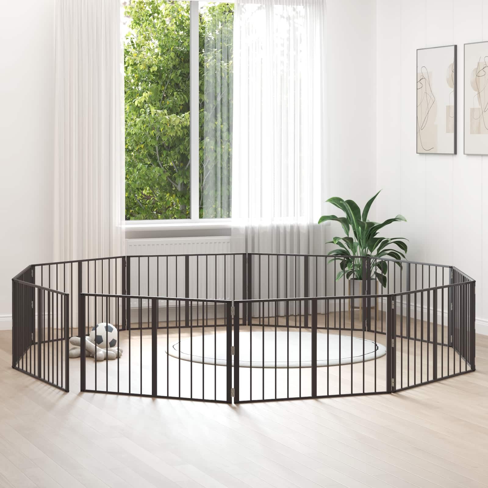 Portería para perros, 10 unidades, color negro, 100 x 60 cm, acero galvanizado, plegables, plegables, para exteriores e interiores, protección de seguridad para cachorros y perros pequeños en