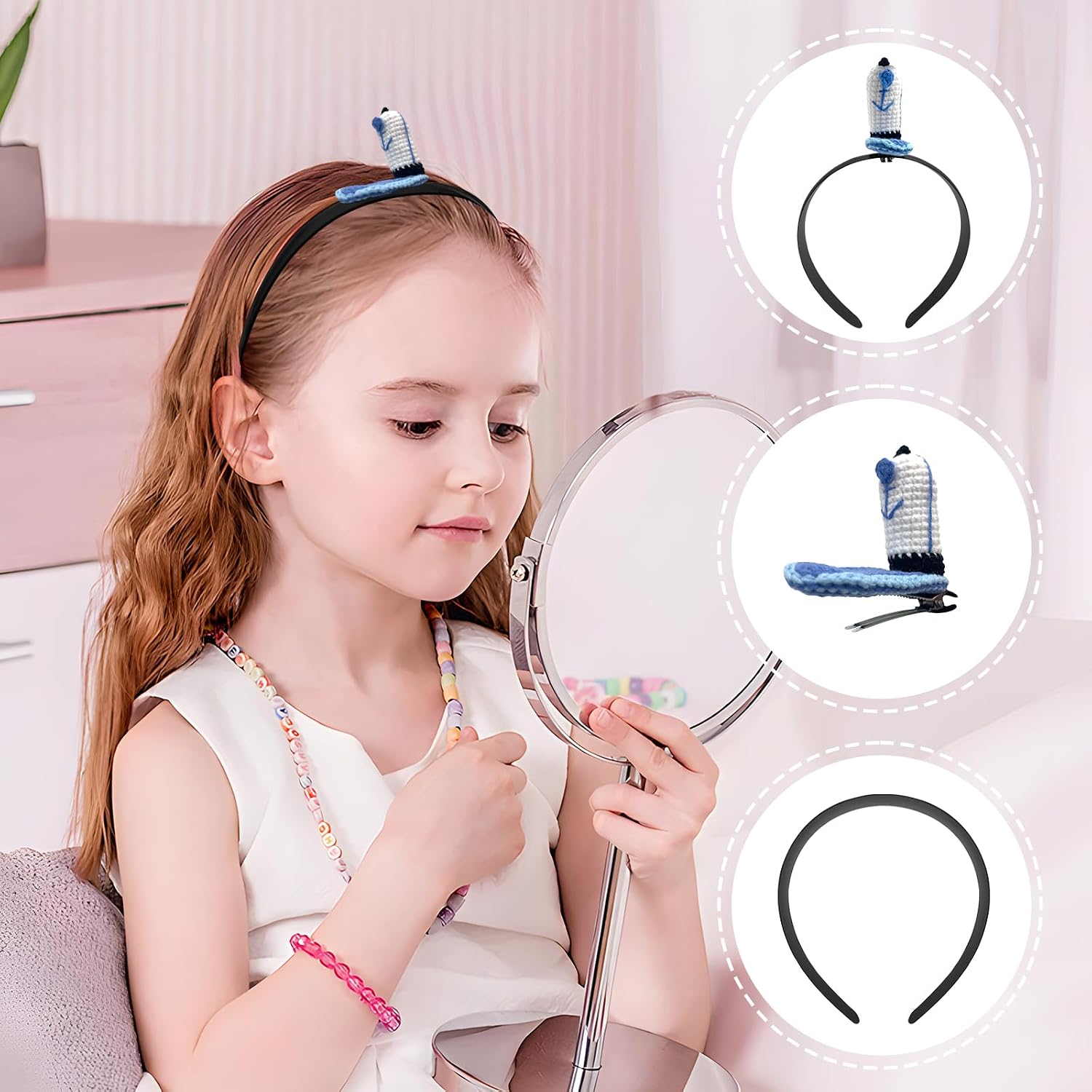 2 In 1 Sailor Headband For Halloween，Removable Hamburger Restaurant Employee Cap For Men Women，Cartoon Party Dress Up White