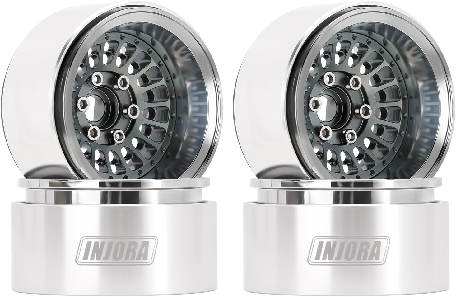 INJORA 1.9" Beadlock Wheel Rim Offset -10mm Aluminum Turbine Wheel for SCX10 Pro TRX4 VS4-10 Gen8 1/10 RC Crawler Car