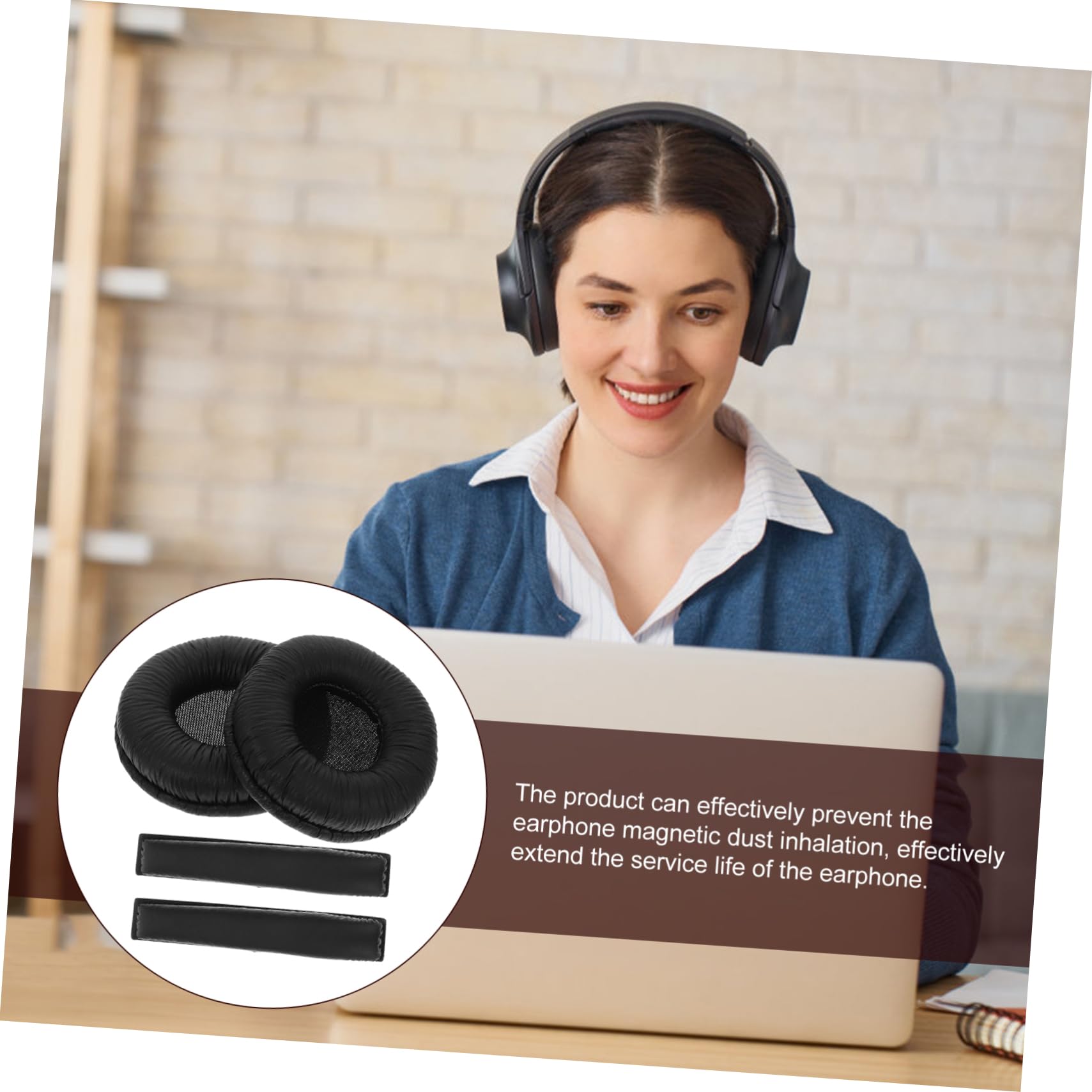 DOITOOL 5 Juegos Auriculares de algodón Esterilla Alfombrilla Pad Auriculares Orejeras Paneles de Pared de Madera Almohadillas Auriculares Cubierta de Esponja Fundas de Esponja Monitor Haz