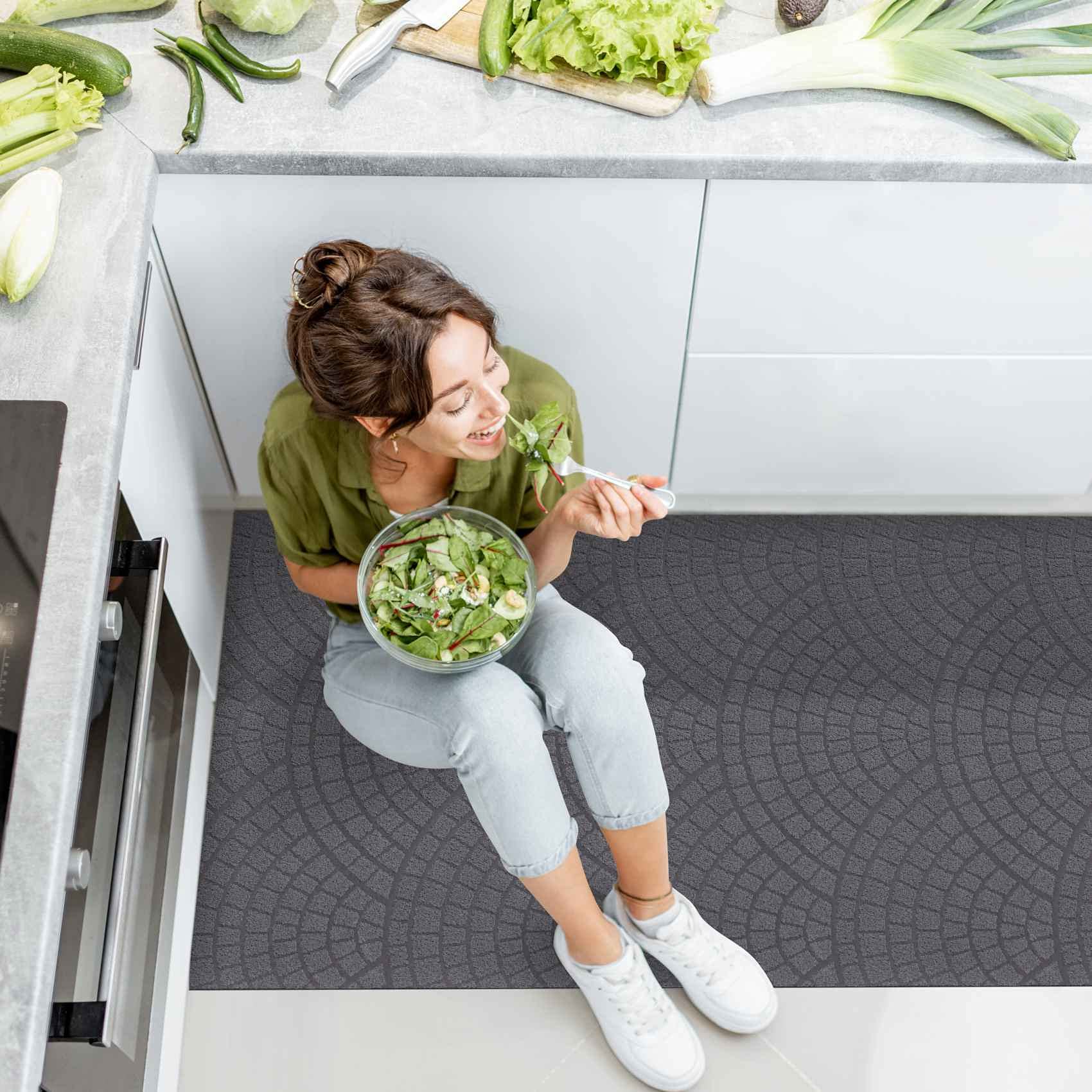 ANRO Teppich Läufer Küchenläufer Küchenteppich Läufer Flur Teppich Velours rutschfest waschbar für Flur, Schlafzimmer, Wohnzimmer, Küche Davis Anthrazit 67 x 400cm