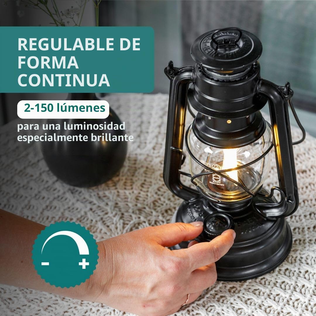 Feuerhand Baby Special 276 - Farol LED (ideal para salón, balcón o terraza, luz blanca cálida, 18 días de funcionamiento con batería, fabricado en Alemania), color rojo