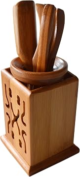 Chadao Bamboo GongFu Tea Tools Tube Spoon, tongs, detong, tea needle funnel Square canister
